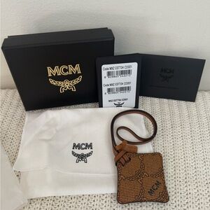 MCM NWT Brown Monogram leather air tag holder